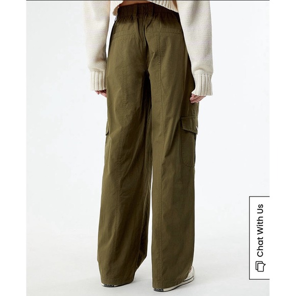 PacSun‎ Low Rise Puddle Cargo Pants Womens S Olive Green NWT MSRP $54.95 - Picture 4 of 14